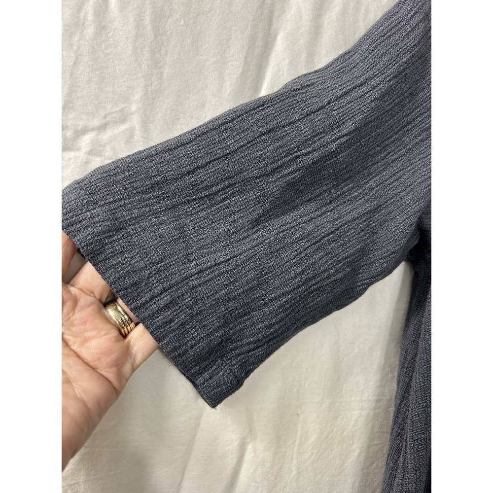 Soft Surroundings Crinkle Gauze Tunic XS Gray Rosette Pocket Boho Lagenlook - Picture 3 of 16